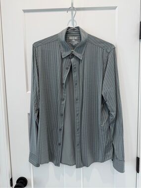 RHONE Men's Slate Pinstripe Dress Shirt